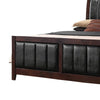 Leatherette Upholstered Wooden Eastern King Bed Brown and Black BM205443