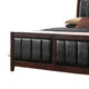 Leatherette Upholstered Wooden Eastern King Bed Brown and Black BM205443