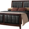 Leatherette Upholstered Wooden Eastern King Bed Brown and Black BM205443