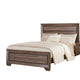 Transitional Style Eastern King Bed with Plank Headboard, Taupe Brown