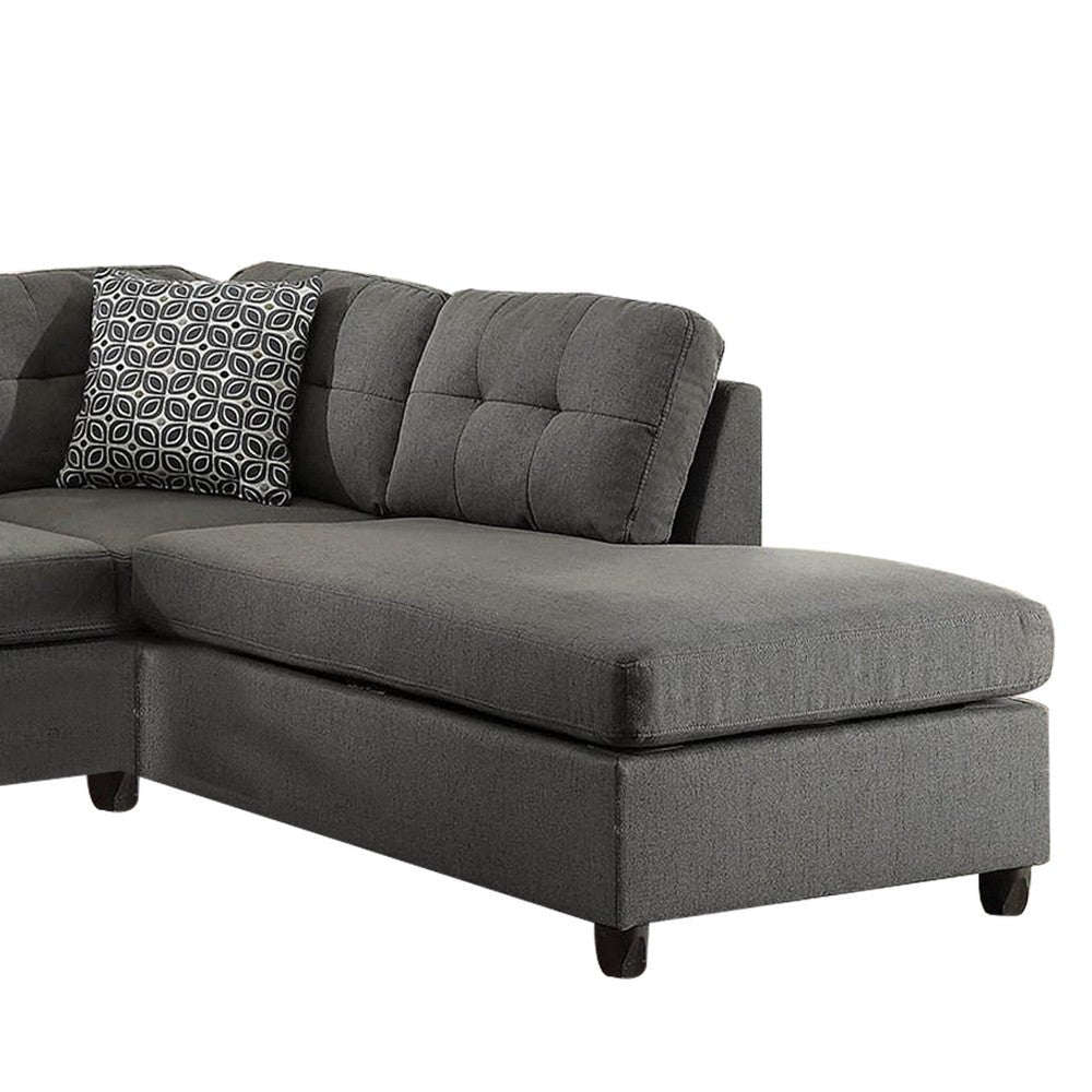 Fabric upholstered Tufted 2 Piece Sectional Sofa with Pillows Gray BM205490