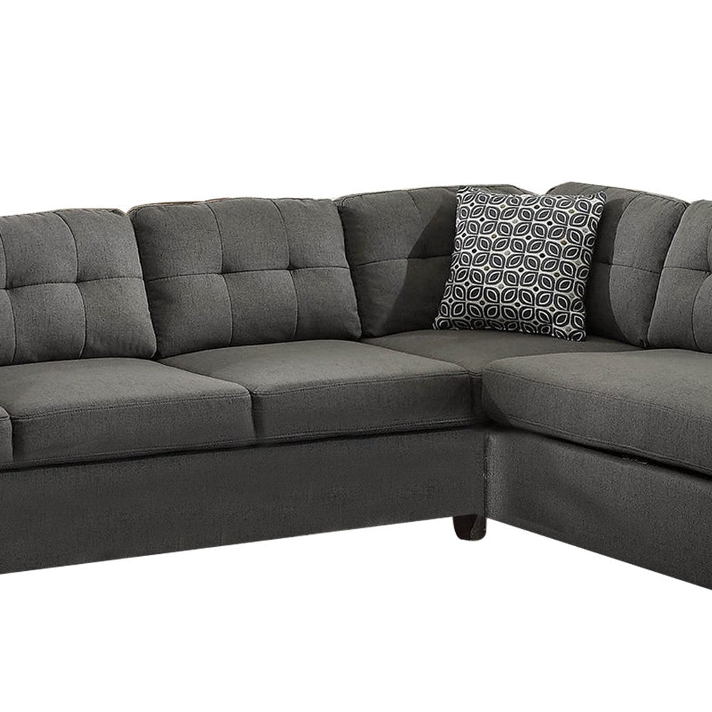 Fabric upholstered Tufted 2 Piece Sectional Sofa with Pillows Gray BM205490