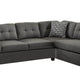 Fabric upholstered Tufted 2 Piece Sectional Sofa with Pillows Gray BM205490