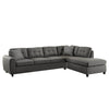Fabric upholstered Tufted 2 Piece Sectional Sofa with Pillows, Gray