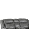 Leatherette Recliner Wooden Loveseat with Power Cord and USB Docks Gray BM205506