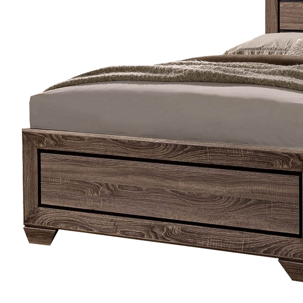 Wooden Queen Size Bed with 4 Spacious Side Rail Drawers Brown By Casagear Home BM205522