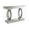 Mirrored Wooden Sofa Table with Curved Base and 1 Open Shelf, Silver By Casagear Home