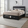 California King Bed | Wood | 2 Storage Drawers | Black & Silver