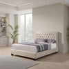 Queen Bed | Platform | Button Tufted Headboard | Beige