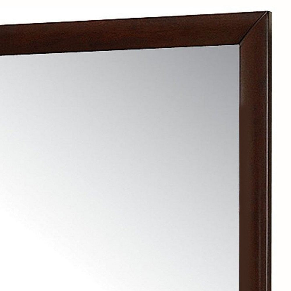 Contemporary Wooden Mirror with Rectangular Shape Brown and Silver BM205569