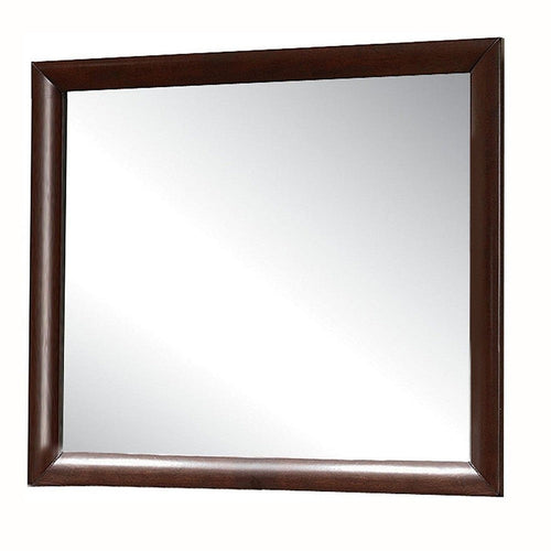 Contemporary Wooden Mirror with Rectangular Shape, Brown and Silver