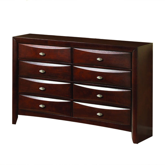 Transitional Wooden Dresser with 8 Spacious Beveled Drawers, Brown