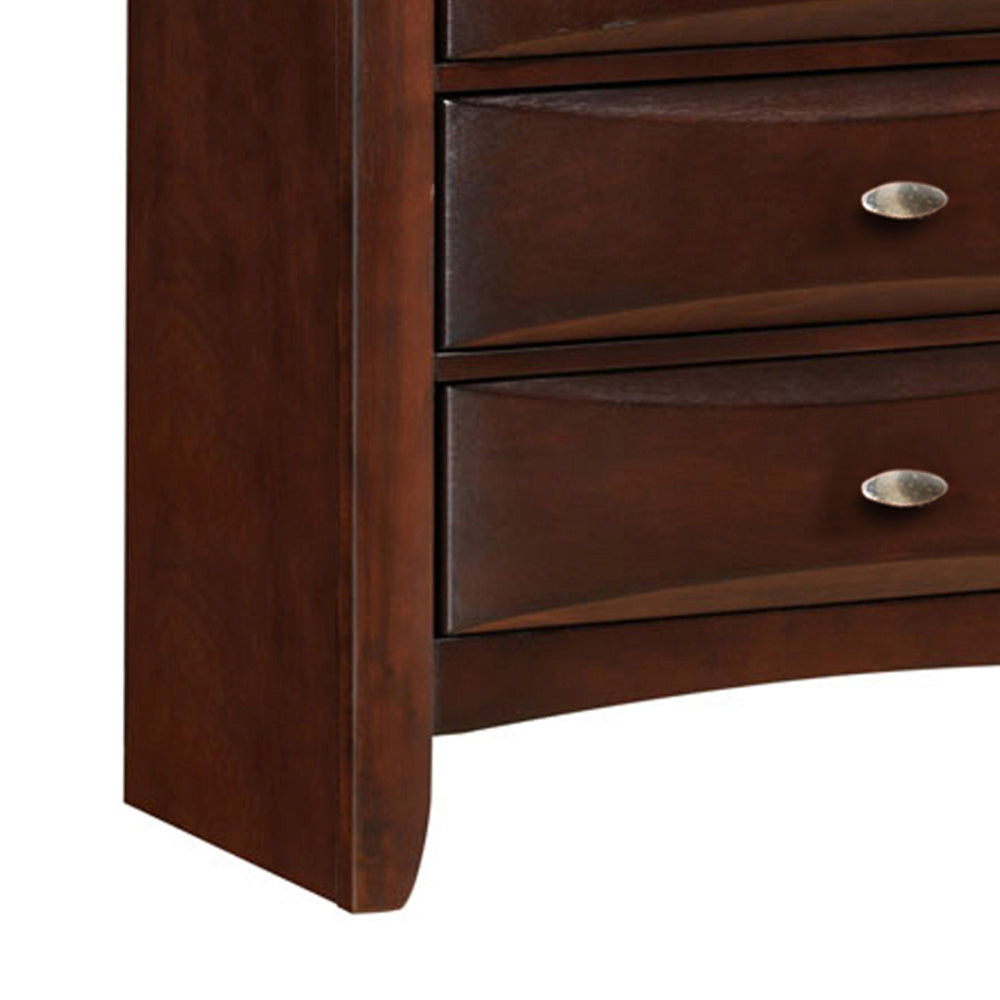 Transitional Wooden Chest with 5 Spacious Beveled Drawers Brown By Casagear Home BM205571