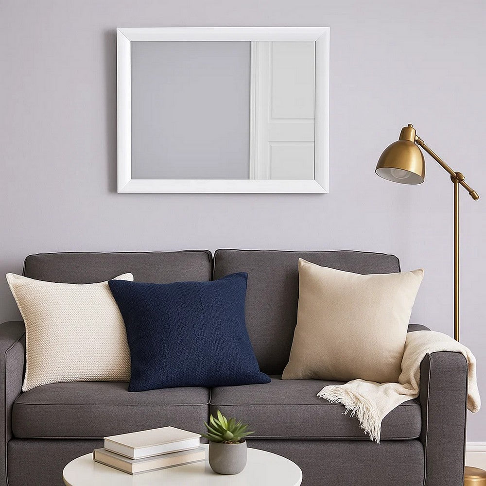 Mirror | Rectangular | Wood Frame | Silver & White