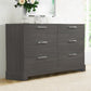 Wooden Dresser with Bracket Legs and 6 Spacious Drawers Oak Gray By Casagear Home BM205573