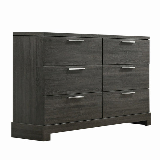 Dresser | Wood | 6 Drawer | Bracket Legs | Oak Gray