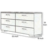 High Gloss Finish Wood and Metal Dresser with 6 Spacious Drawers,White By Casagear Home BM205574