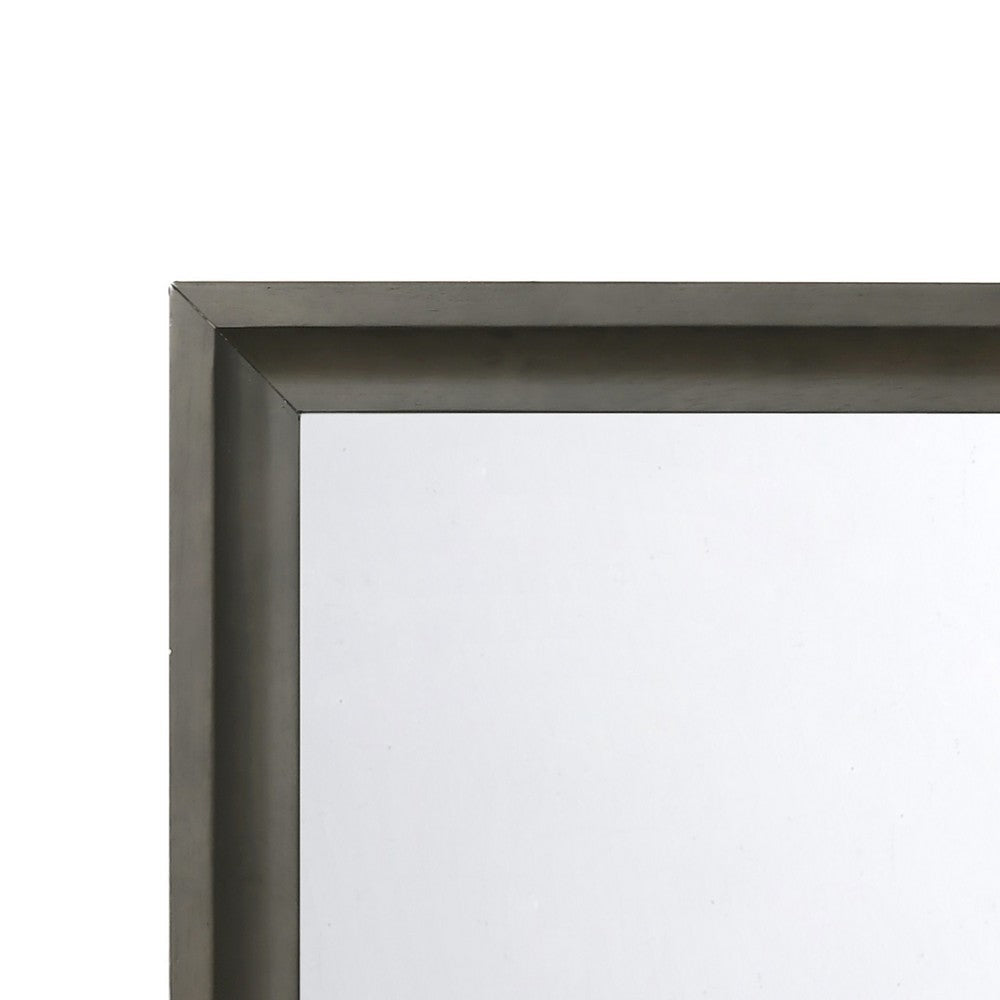 Contemporary Style Wooden Mirror with Raised Edge Framework Gray BM205594