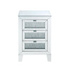 Contemporary Style Wooden Mirrored Night Table with 3 Drawers Silver BM205596