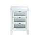 Contemporary Style Wooden Mirrored Night Table with 3 Drawers Silver BM205596