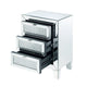 Contemporary Style Wooden Mirrored Night Table with 3 Drawers Silver BM205596