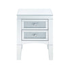 Wooden Night Table with 2 Spacious Drawers and Tapered Legs Silver BM205597