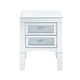 Wooden Night Table with 2 Spacious Drawers and Tapered Legs Silver BM205597