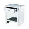 Mirrored Wooden Night Table with 1 Drawer and Bottom Shelf Silver BM205600