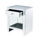 Mirrored Wooden Night Table with 1 Drawer and Bottom Shelf Silver BM205600