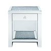 Mirrored Wooden Night Table with 1 Drawer and Bottom Shelf Silver BM205600
