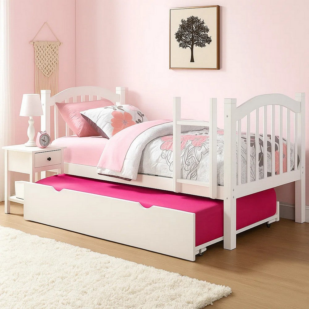 Trundle | Twin Size | Caster Wheels | Cut Out Handles | White