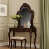 Rosy Traditional Wooden Mirror with Oversized Scrollwork, Cherry Brown