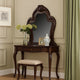 Rosy Traditional Wooden Mirror with Oversized Scrollwork, Cherry Brown