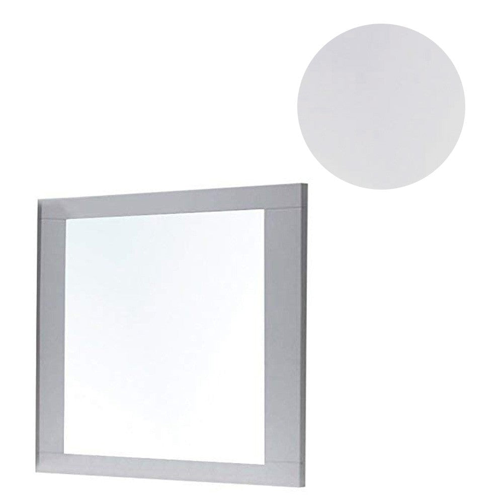 Rectangular Wooden Frame Mirror with Beveled Edges White and Silver BM205634