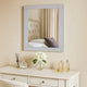 Rectangular Wooden Frame Mirror with Beveled Edges, White and Silver