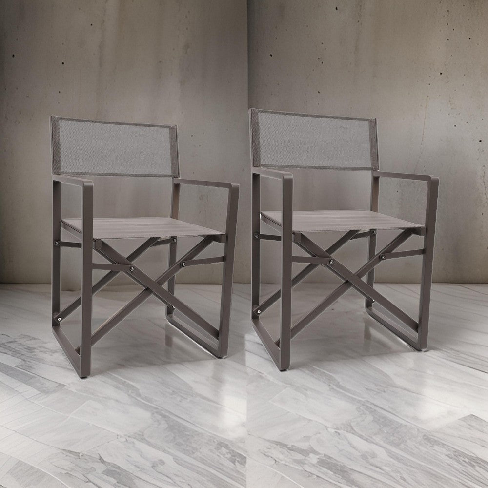 Director Chair | Metal | X Braces | Set of 2 | Espresso Brown