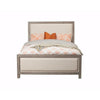 Queen Size Fabric Upholstered Bed with Nailhead Trims, Gray and Beige