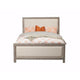 Queen Size Fabric Upholstered Bed with Nailhead Trims, Gray and Beige