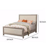 Queen Size Fabric Upholstered Bed with Nailhead Trims, Gray and Beige
