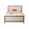 California King Fabric Upholstered Bed with Nailhead Trims, Gray and Beige