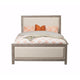 California King Fabric Upholstered Bed with Nailhead Trims, Gray and Beige