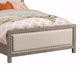 California King Fabric Upholstered Bed with Nailhead Trims, Gray and Beige