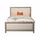 Standard King Fabric Upholstered Bed with Nailhead Trims, Gray and Beige