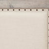 Standard King Fabric Upholstered Bed with Nailhead Trims, Gray and Beige