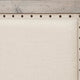 Standard King Fabric Upholstered Bed with Nailhead Trims, Gray and Beige