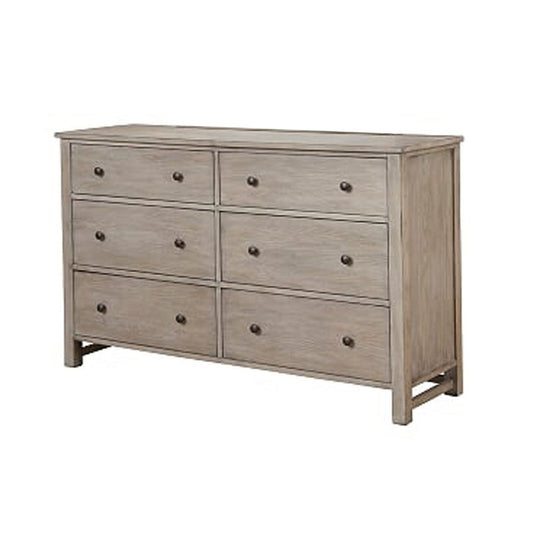 Six Drawer Transitional Style Dresser with Grain Details, Gray By Casagear Home