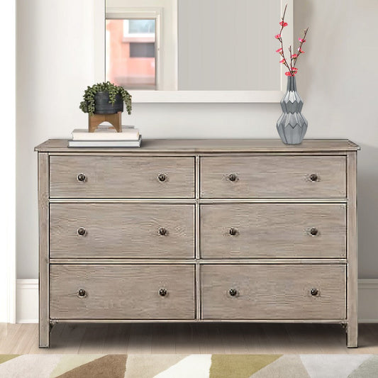 Dresser | 6 Drawer | Transitional Style | Grain Details | Gray