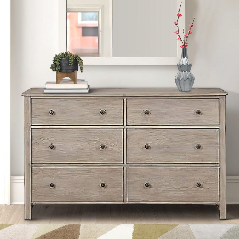 Dresser | 6 Drawer | Transitional Style | Grain Details | Gray