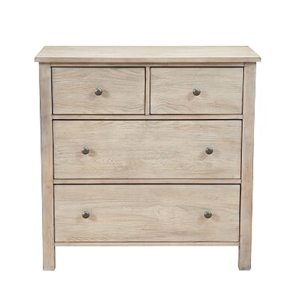 4 Drawer Transitional Style Chest with Wood Grain Details, Gray