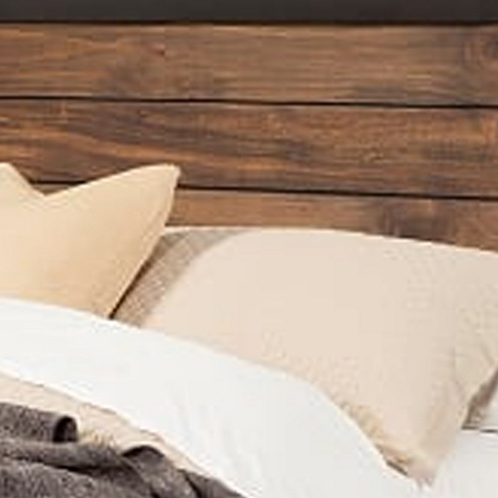Transitional Style Two Tone Queen Size Bed with Panel Headboard, Brown